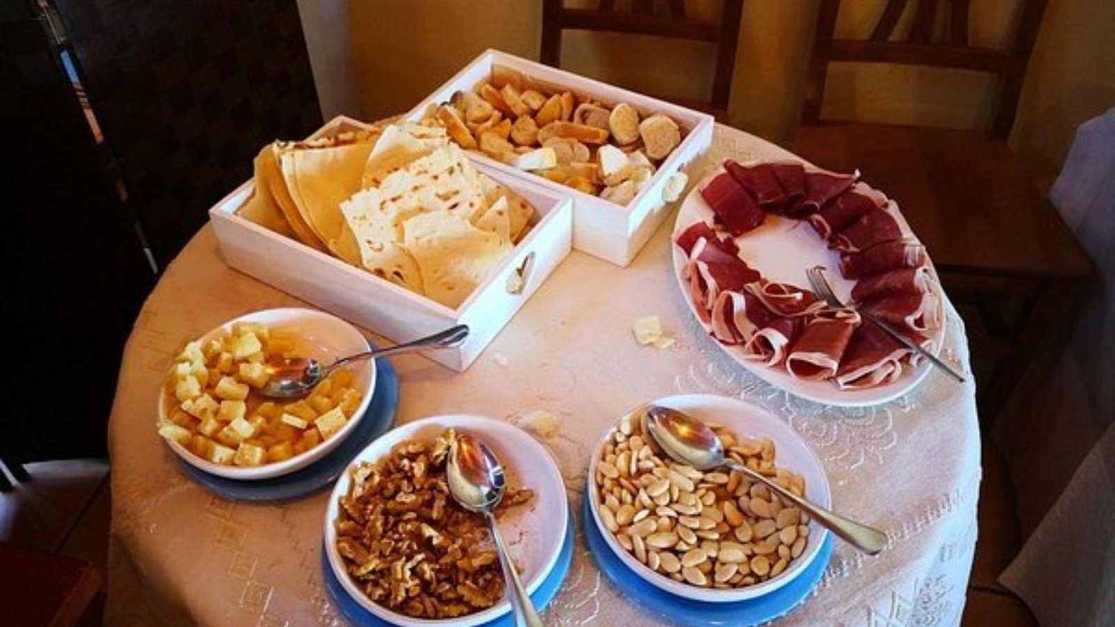 food in plates on a table showing the Business Opportunities in Fonni, Sardinia